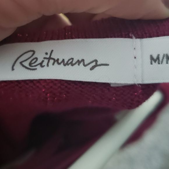 reitman's burgundy sparkle sweater 3/4 sleeves medium - Picture 3 of 5